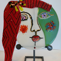 PONYTAIL: Fused and painted glass