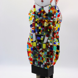 <em>GLASS DOLL</em>, side 2, Fused and painted glass